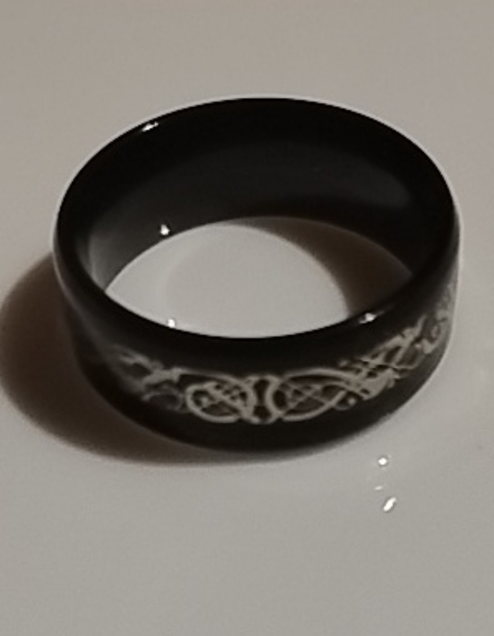 New Black Men's Dragon Pattern Stainless Steel Ring Size 9
